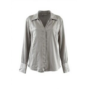 Kate Hill Silver Striped Button Down Shirt